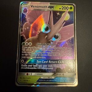 Pokemon Venomoth GX Holographic Card - Purple Green Silver